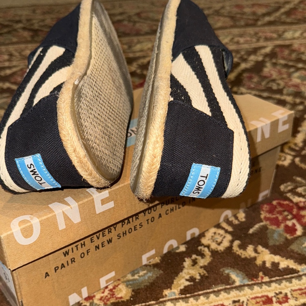 TOMS Women's Classic Black Stripe University Canvas Slip-On Loafers - Picture 3 of 6